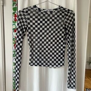 I.AM.GIA Black and White Fitted Long Sleeve Blouse